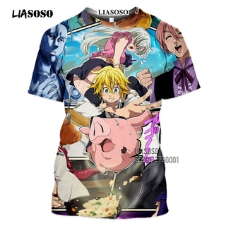 LIASOSO Anime The Seven Deadly Sins Men's T-shirt Japanese Meliodas Hawk Escanor Estarossa 3D Print #7