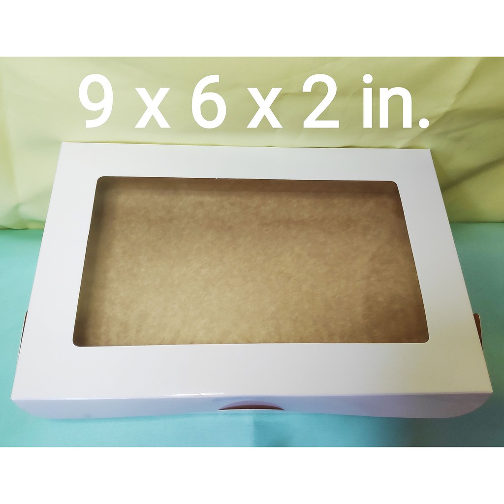 Rectangle Pastry Box with Window and Reversible size 9 x 6 x 2 inches