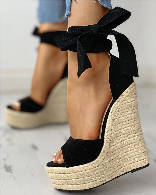 Coolcept Women Wedges Sandals Open Peep Toe Bohemia Dress Shoes 