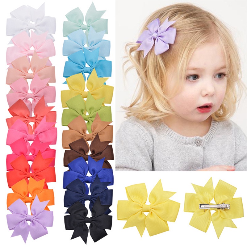 Pure Color Ribbed Ribbon Fishtail Bow Hairpin Hair Accessories Children ...