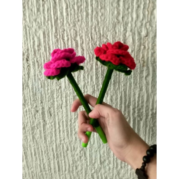 CROCHET FLOWER PEN(ROSE) Shopee Philippines