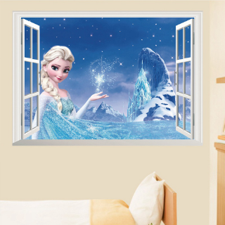  Stiker  Dinding  Desain Disney Elsa Frozen 3d Dapat Dicopot 