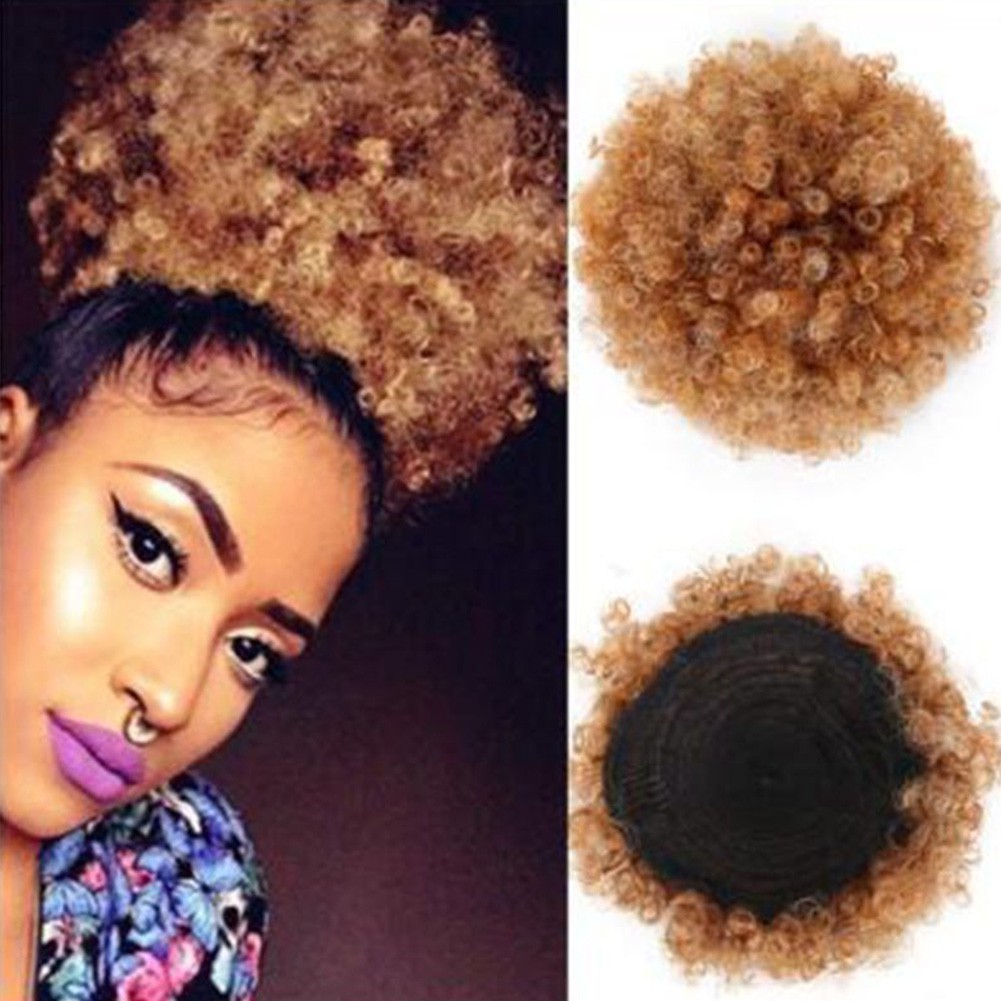 Synthetic Afro Puff Drawstring Ponytail Short Kinky Curly Hair Bun