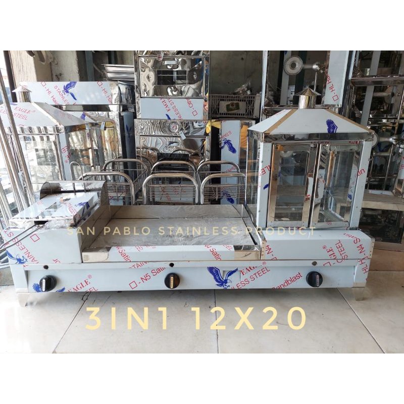 3in1 burger grill with deep fryer and siomai house pure stainless