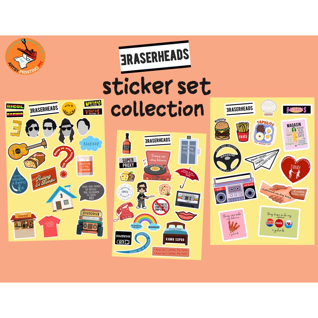 ARTSY ERASERHEADS STICKER SET COLLECTION SOLD PER SHEET Shopee