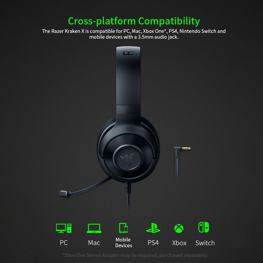 razer kraken x lite pc & ps4 analog gaming headset