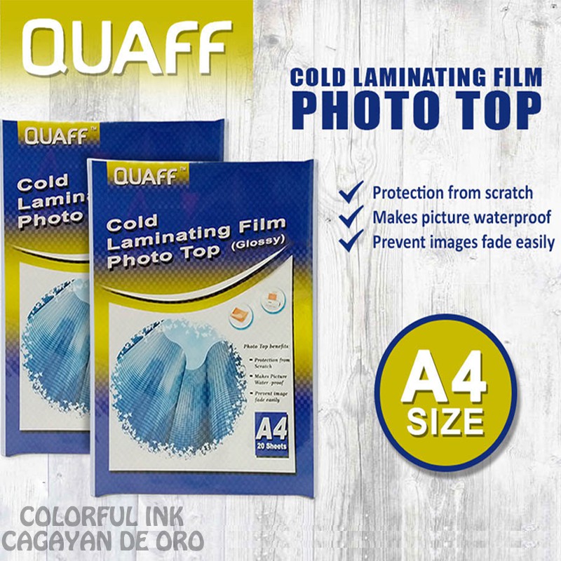 (20PCS)QUAFF PHOTO TOP COLD LAMINATING FILM A4 SIZE (20 SHEETS PER PACK