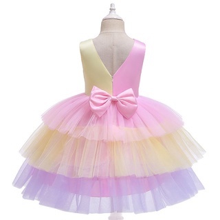 LOVI BABY New Style Unique Design Children's Clothing Color Matching Cake Princess Dress Middle Small Children Bow Performance Costume #4