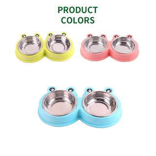 Frog Design Pet Stainless Bowl 2 in 1 Food Water Double Bowls Cat Bowl Dog Bowls
