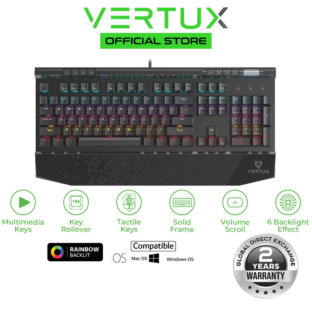 Vertux Tungsten Hyper Action Mechanical Gaming Keyboard Shopee