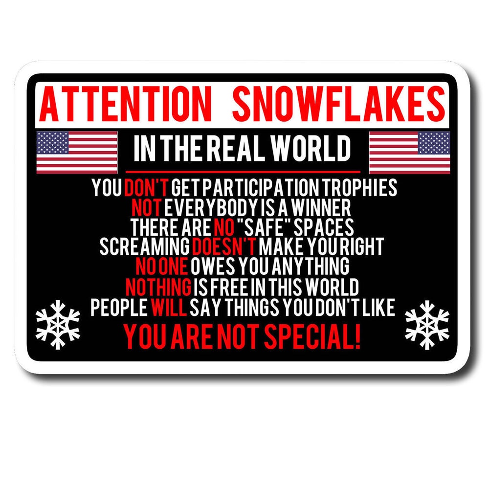 Attention Snowflake Funny Political Trump Car Truck Window Decal Vinyl