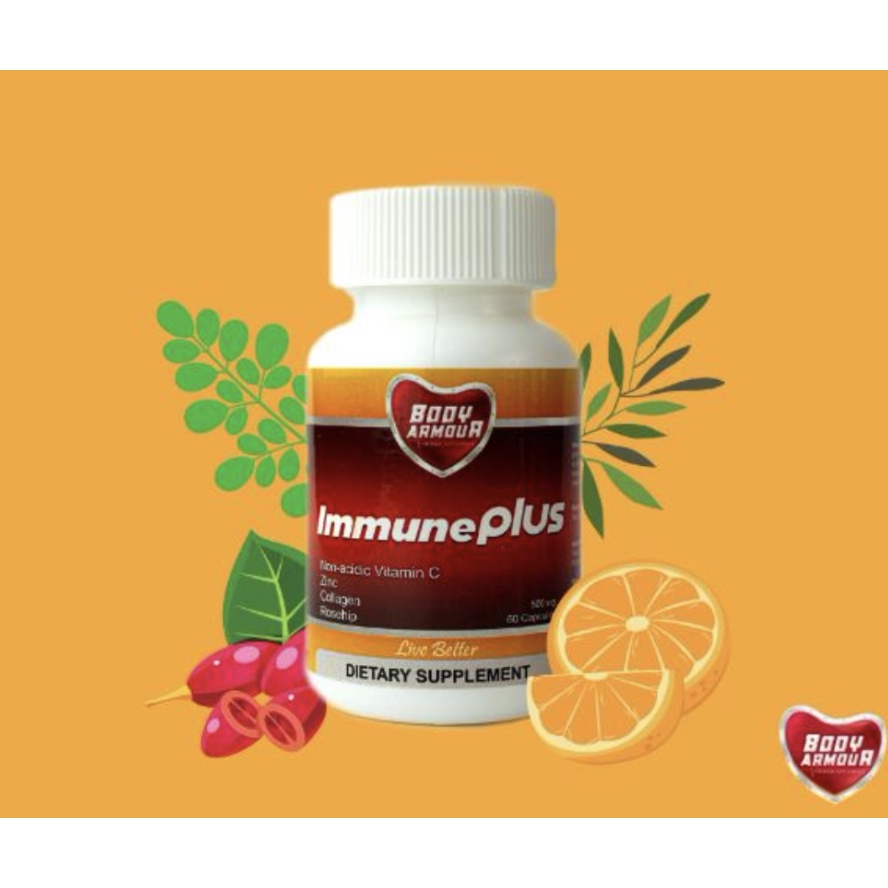 Body Armour ImmunePlus 60 Capsules (500mg) NonAcidic Vitamin C