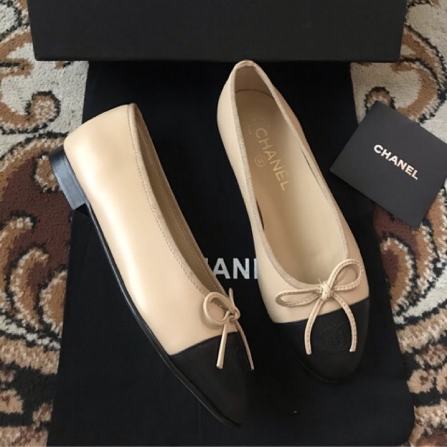 chanel flats beige