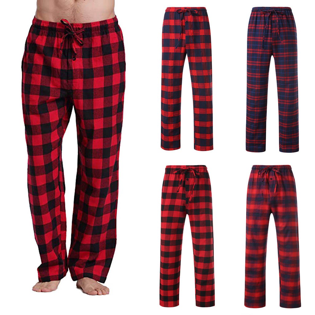 mens red plaid pajama pants