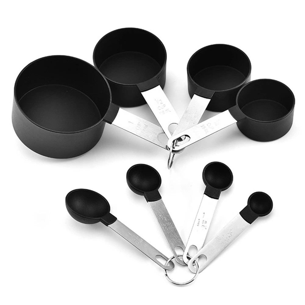 4Pcs Measuring Cups Spoons Baking Cooking Kitchen Tools Set Stainless Steel PP 