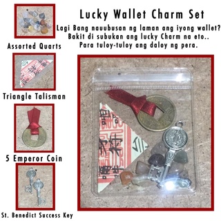 Lucky Wallet Charm Set Blessed & Cleansed w/ freebie green pouch