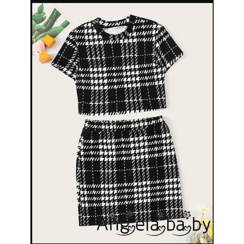black and white plaid overall dress