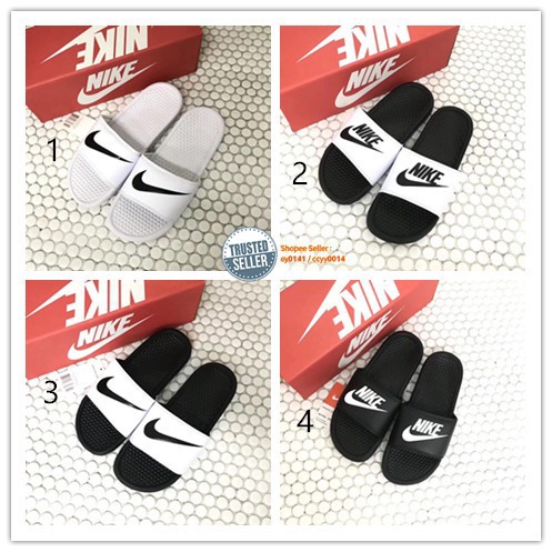 black and white nike flip flops