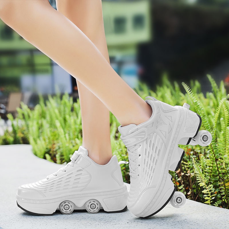 popular 4 wheel automatic roller skate walking shoes deformable shoes
