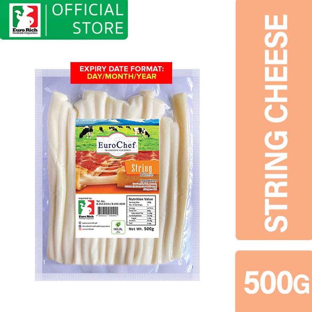 Euro Chef Mozzarella String Cheese 500g (EXPIRY DATE D/M/Y) Shopee