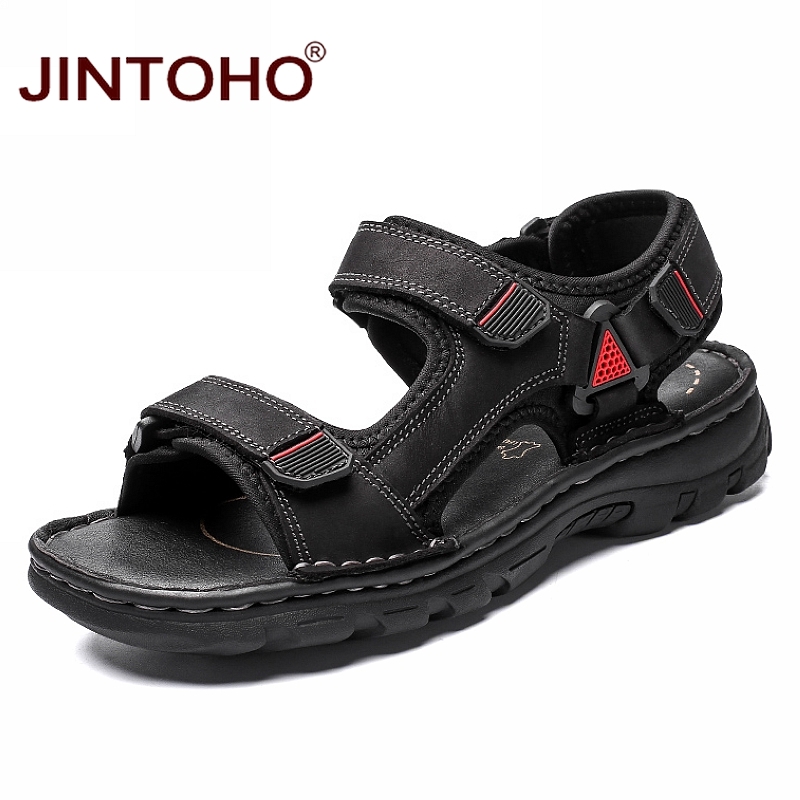JINTOHO High Quality Genuine Leather Sandals For Men Brand Men Shoe Summer Men  Sandals Black Leather Sandal Shoes | Shopee Philippines