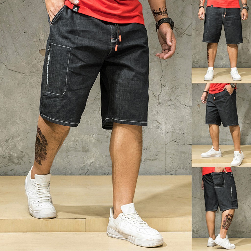 men's below the knee jean shorts