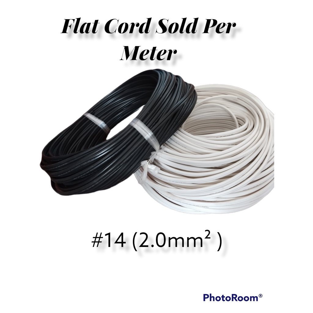 FLAT CORD EXTENSION CORD COLOR WHITE & BLACK 14/2 (SOLD PER METER