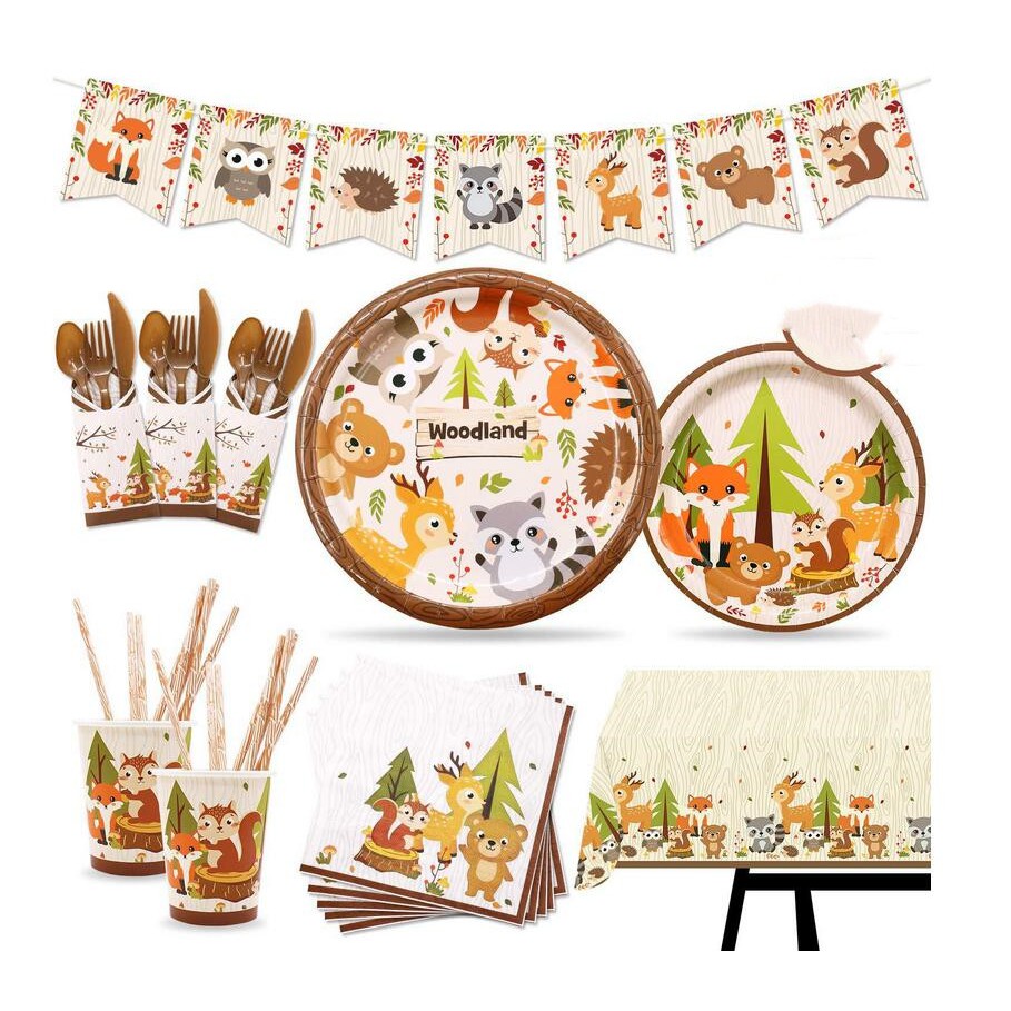Woodland Animals Disposable Tableware Woodland Animals Supplies with