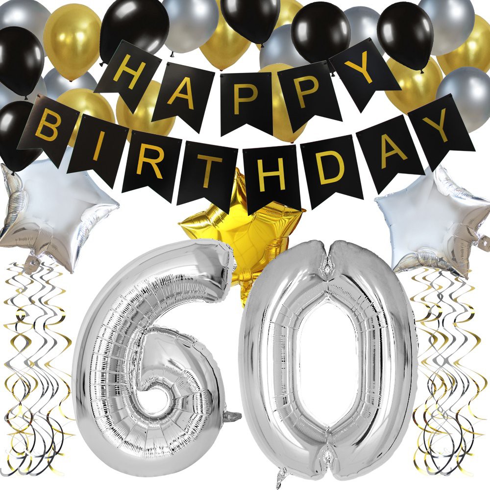 D52 Black Silver Gold 50th 60th Happy Birthday Balloon Women Men Parents Birthday Party Decor Shopee Philippines