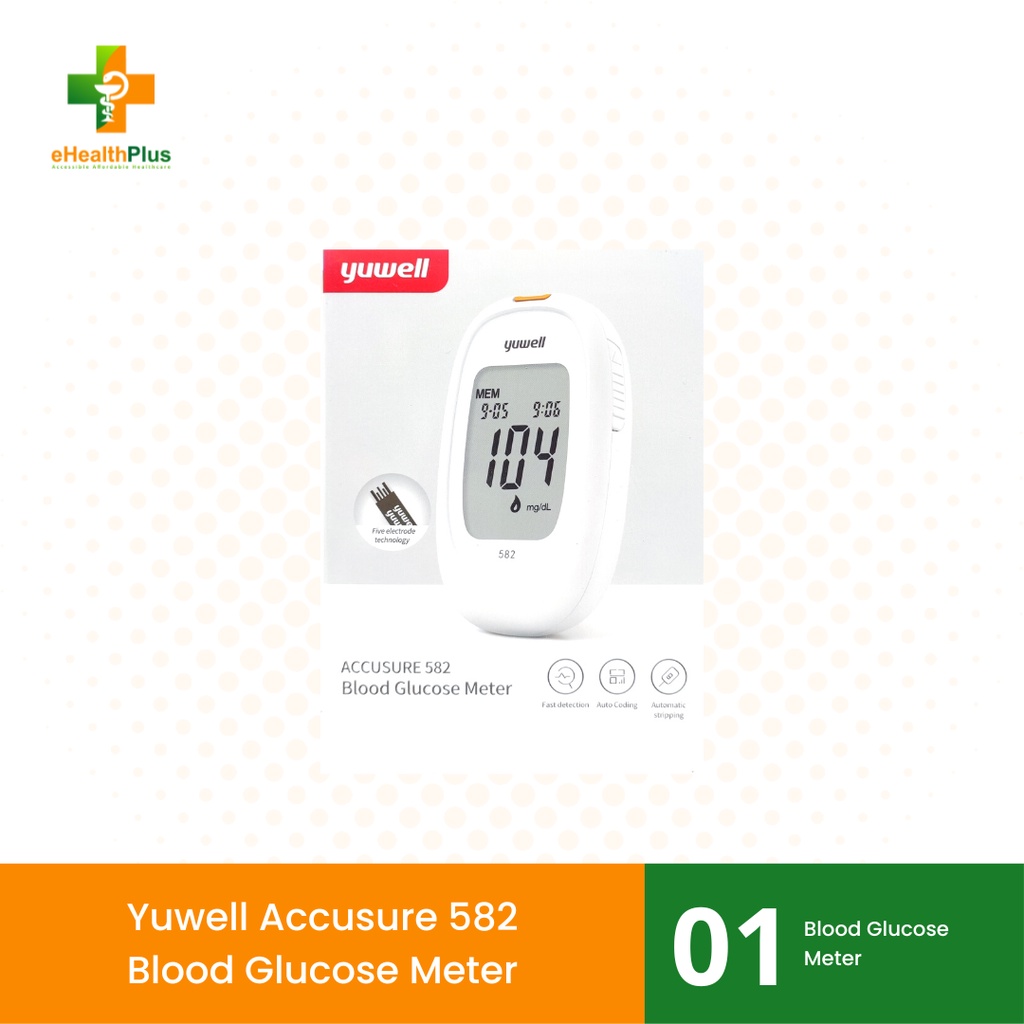 Yuwell Accusure 582 Blood Glucose Meter Set (with FREE Test Strips + Lancet) COMPLETE SET