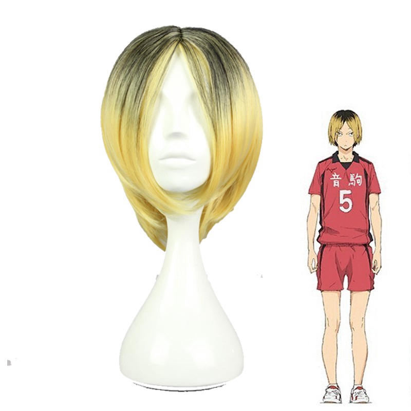 short yellow cosplay wig