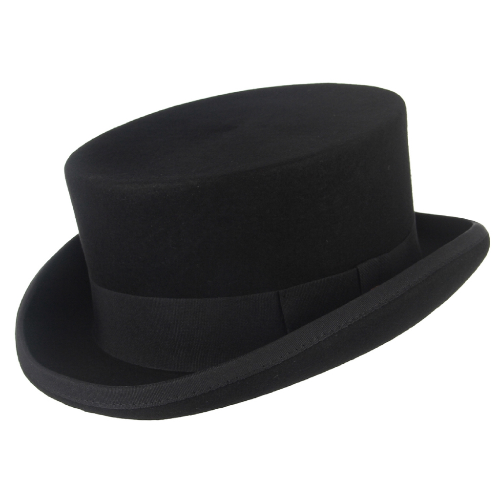 black satin top hat