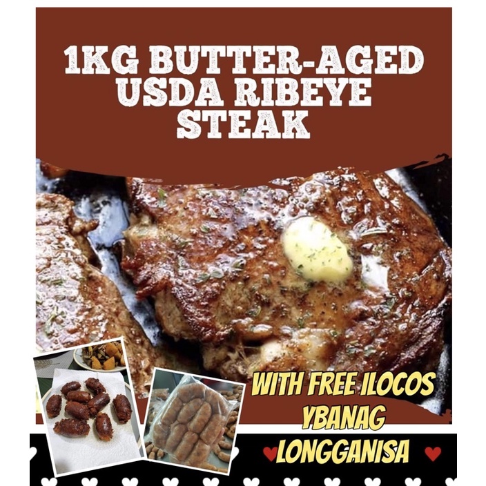 USDA Ribeye Steak 1KG with Free YBANAG Longganisa Shopee Philippines