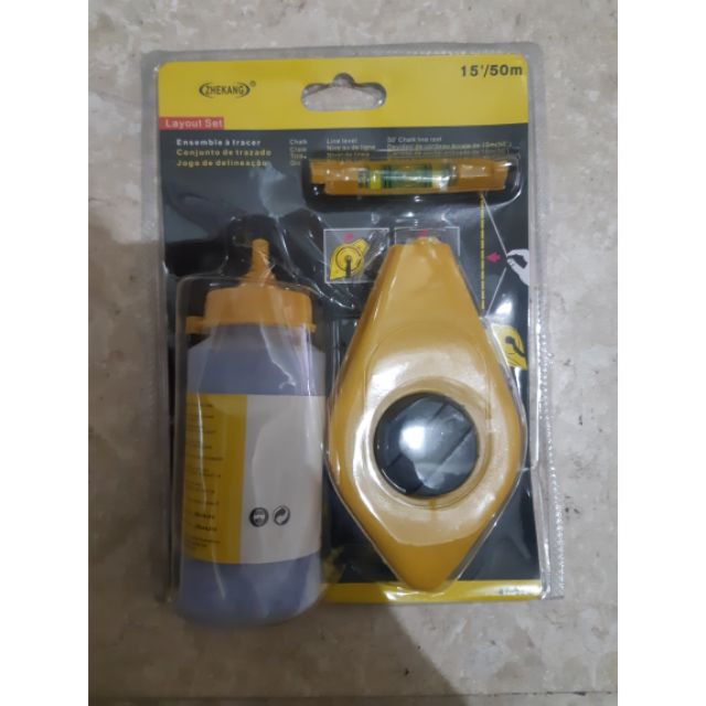 Chalk Line Reel / ChalkLine / Pitik with Level Bar 50 meters / Chalk