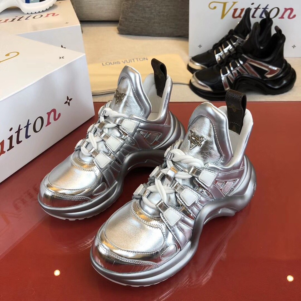 silver lv sneakers