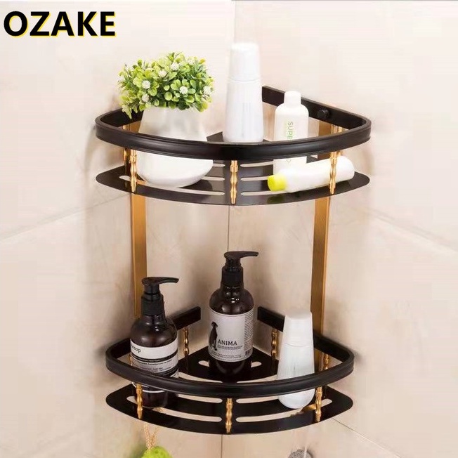 Double-layer bathroom tripod shelf space aluminum storage shelf ...