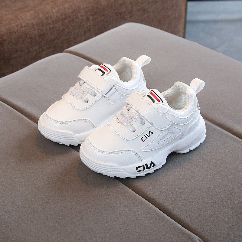 Children S Fila Shoes Boy White Shoes Girls Sports Shoes Shopee