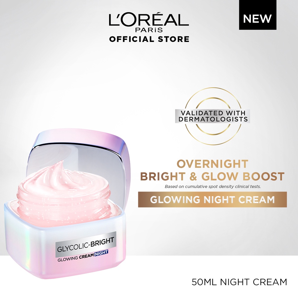 NEW LOreal Paris Glycolic Bright Glowing Night Cream Glycolic Acid