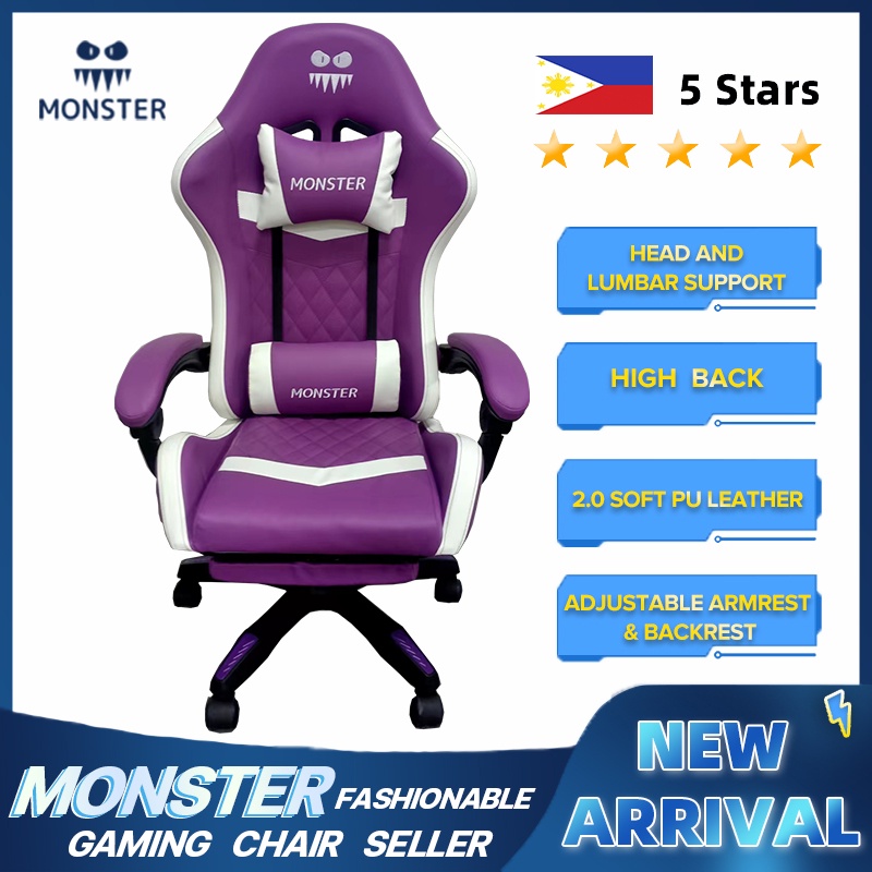 Monster Gaming Chair with Foot and Massager Rest Computer Chair