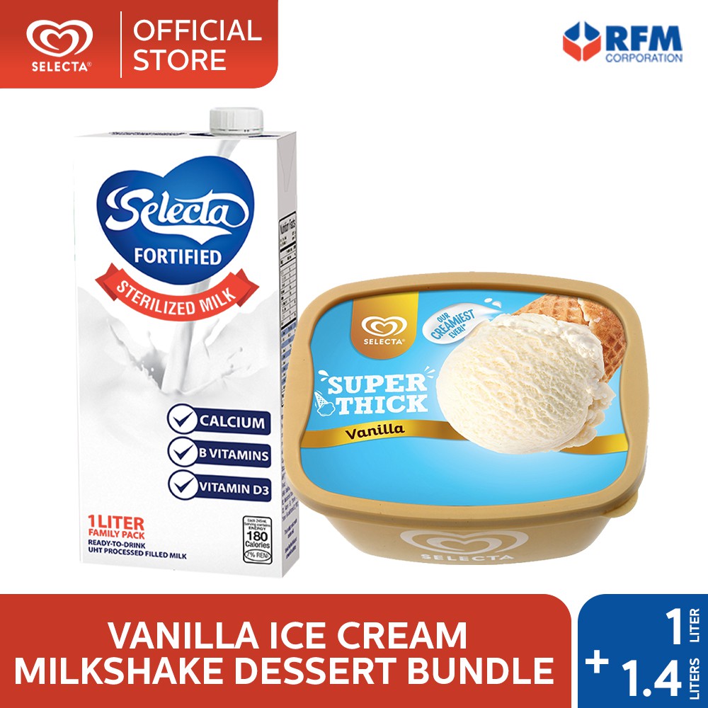 Selecta Super Thick Vanilla Ice Cream 14l Milkshake Bundle With Selecta Sterilized Milk