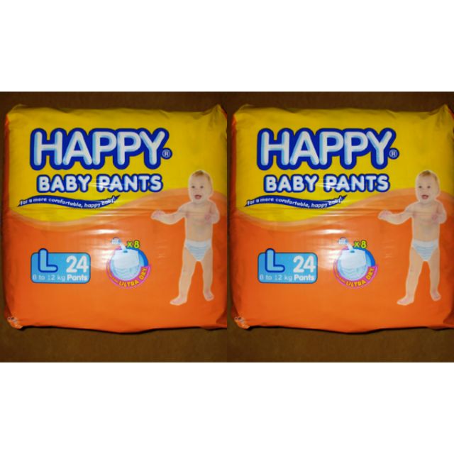 HAPPY Baby Diaper Pants Large 24"s x 2 pack (48) PC's) Shopee Philippines
