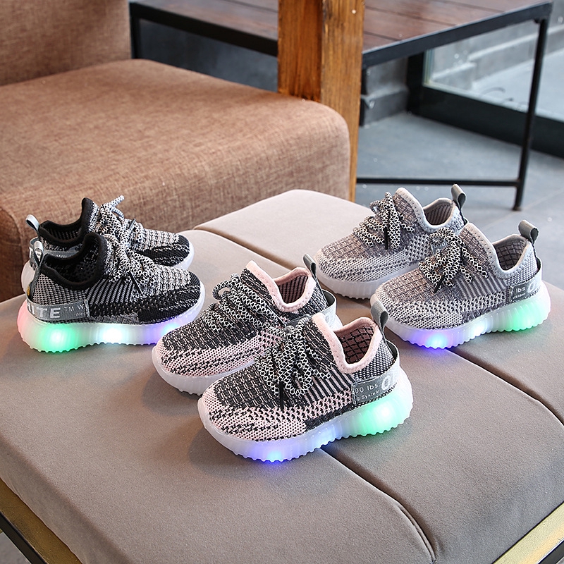 New LED Lights Baby Boys Girls Casual Shoes Breathable Sports Shoes for Kids 