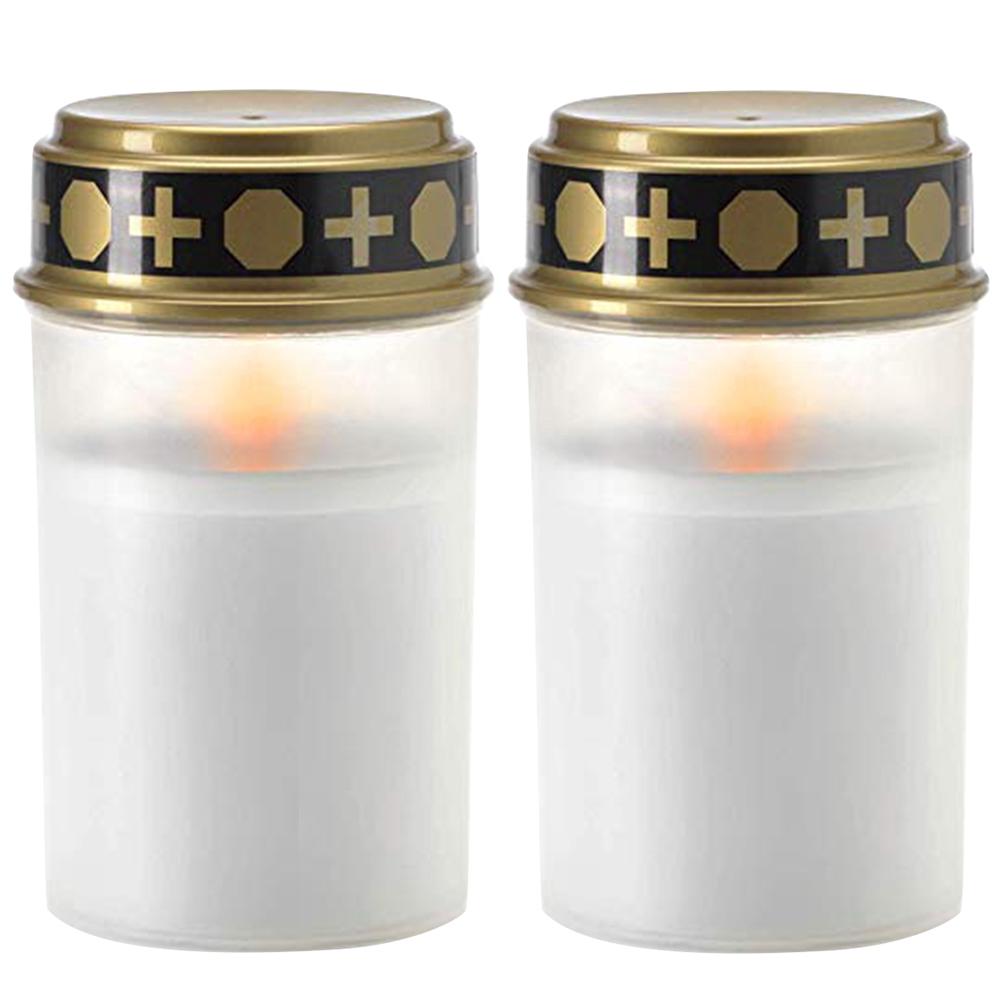 2pcs Waterproof Grave Decoration Led Solar Powered Flameless