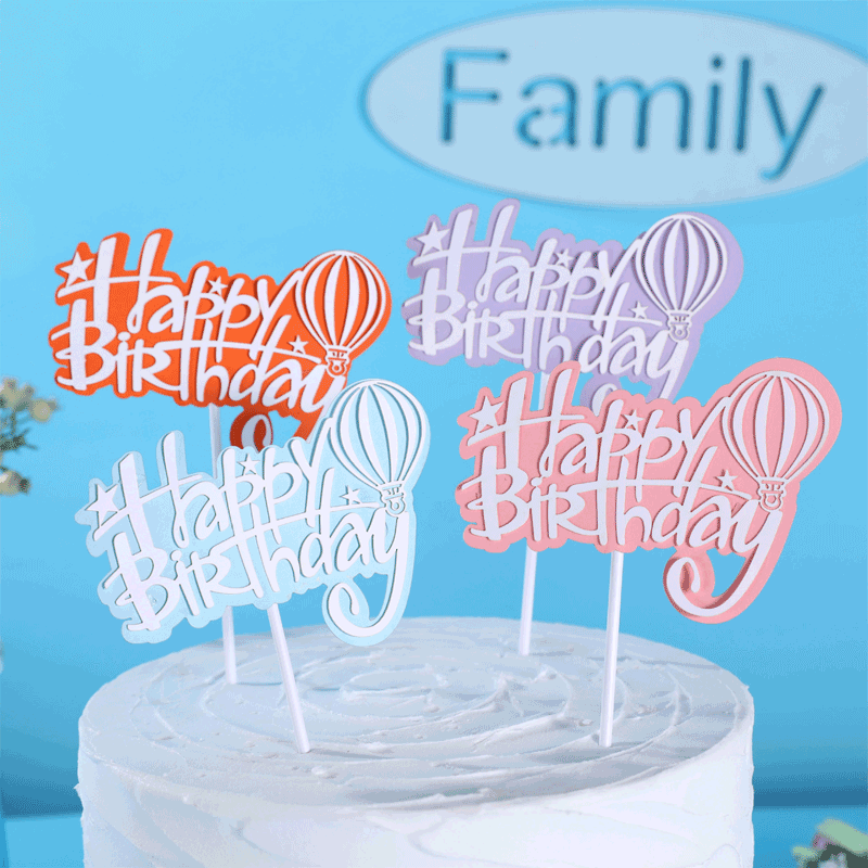 Download 3d Double Layer Hot Air Balloon Happy Birthday Cake Topper Cupcake Decoration Shopee Philippines