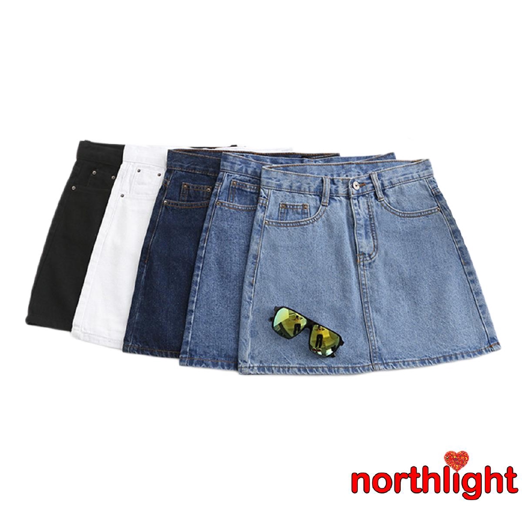 stretch midi denim skirt