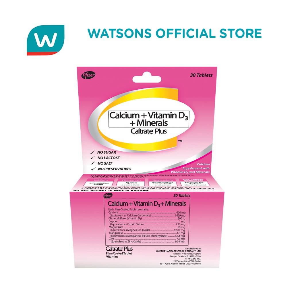 CALTRATE PLUS Box of 30 Tablets [Calcium+VitaminD3+Minerals] presyo ₱264