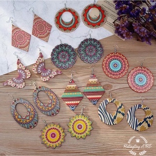 Multi-Style Wood Chip Earrings Necklace Pendant Accessories