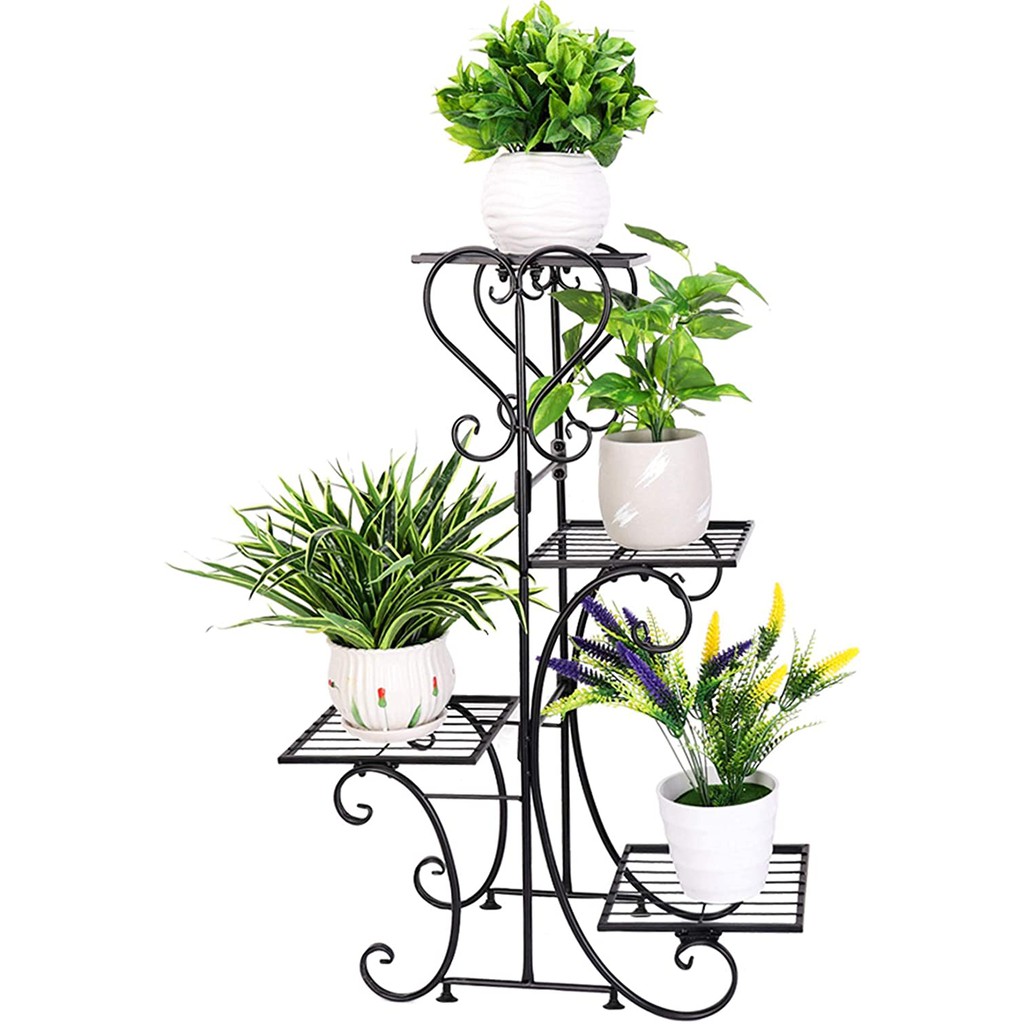 4 Tier Wrought Iron Plants Stand Metal Pot Planters Rack European Style Plant Shelf Garden Decor Shopee Philippines