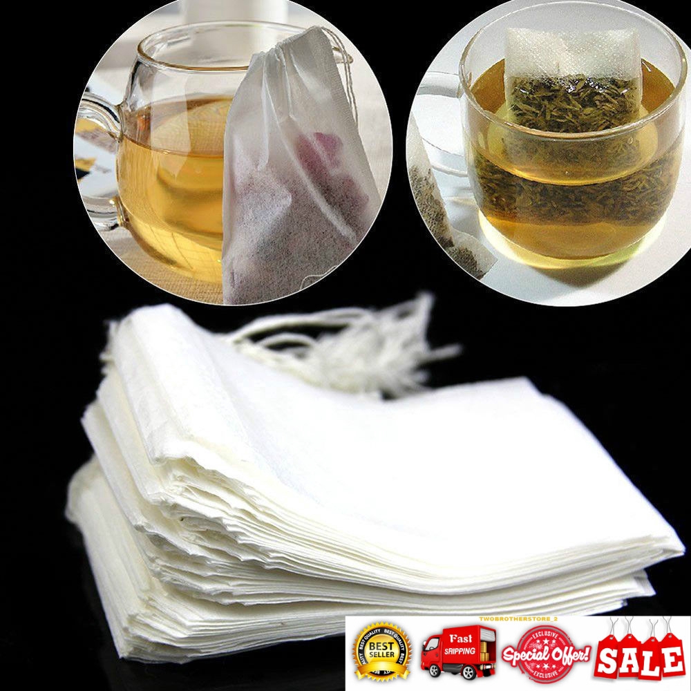 50pcs Non-Woven Empty Teabags String Heat Seal Filter Paper