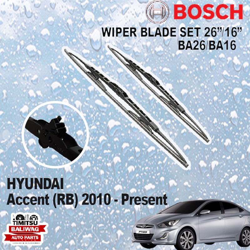 WIPER BLADE BA26/16 HYUNDAI ACCENT (RB) 2010 - PRESENT | Shopee Philippines 2010 Hyundai Accent Rear Wiper Blade Size